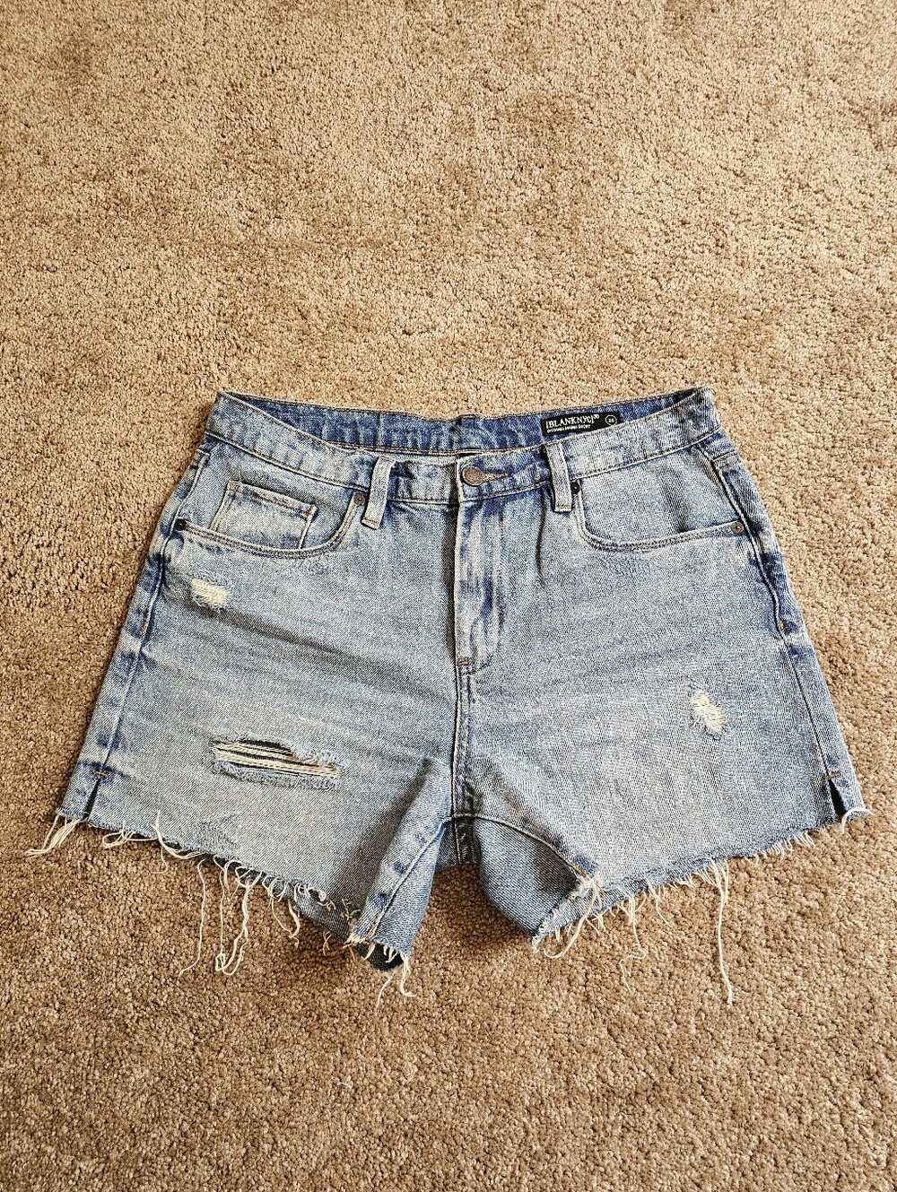 Blank NYC Faded Light Blue Distressed Denim Shorts Size 28